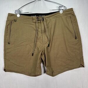 Roark‎ Layover Traveler Shorts Mens 38 Brown Everyday Drawstring Zip 6" Pockets